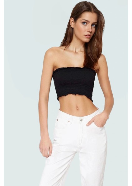 Kadın Straplez Fitted Pamuklu Bluz Günlük Şıklık Uzun Ömürlü Zarifane Tasarım Yüksek Kalite