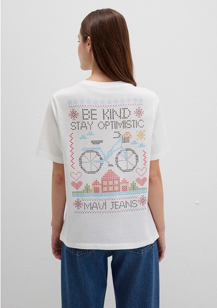 Bisiklet Baskılı Ekru Tişört 1613469-70057 indirimleri