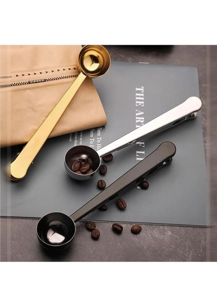 Siyah Kahve Ölçü Kaşığı ve Paket Klipsi Seti modelleri
