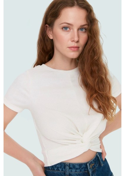 Kadın Bağlama Detaylı Bisiklet Yaka Crop Bluz Özenle Seçilmiş Seçkin Malzeme Premium Kalite fiyatları