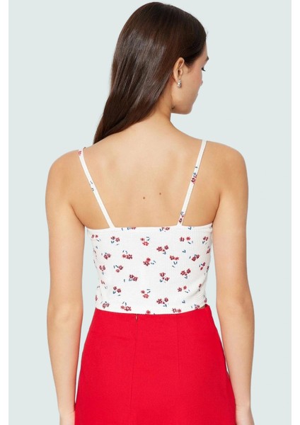 Kadın Çiçekli Waffle Kumaş Fitted Crop Bluz Yüksek Kalite Mükemmel Uyum Rahat ve Şık modelleri