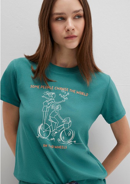 Bisiklet Baskılı Yeşil Tişört 1613465-71913 modelleri