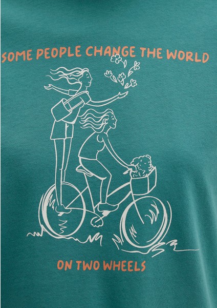 Bisiklet Baskılı Yeşil Tişört 1613465-71913
