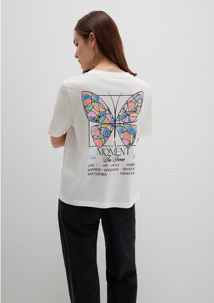 Kelebek Baskılı Ekru Tişört 1613462-70057 fiyatları