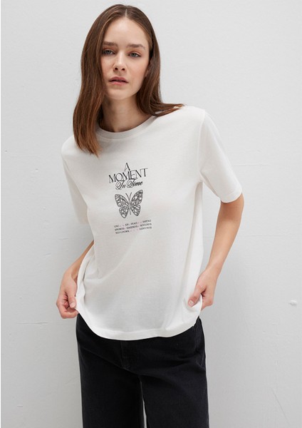 Kelebek Baskılı Ekru Tişört 1613462-70057 modelleri