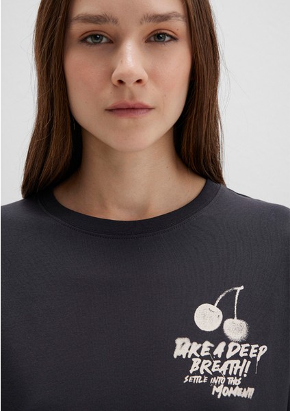 Baskılı Antrasit Tişört 1613484-70087