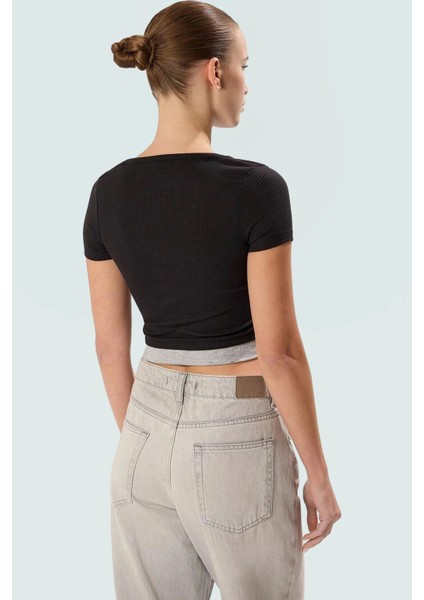 Fitted Vücudu Saran Kısa Bluz Kaşkorse Örme Polyester Yazlık Seçkin Malzeme Yüksek Kalite modelleri