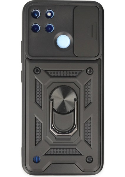Realme C25Y Kılıf Pars Lens Yüzüklü Silikon - Siyah Svlrs