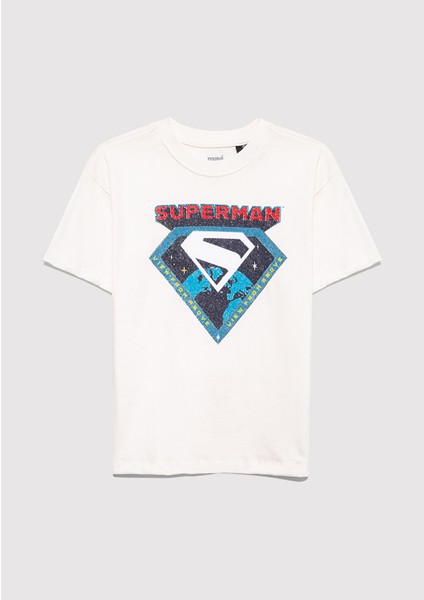 Superman Baskılı Beyaz Tişört 6610381-70057