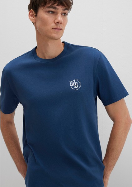 MJ Logo Baskılı Lacivert Tişört 0612839-89287