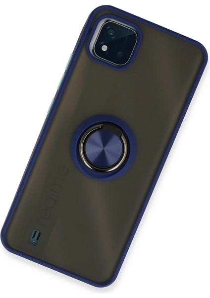 Realme C11 2021 Kılıf Montreal Yüzüklü Silikon Kapak - Lacivert Svlrs fiyatları