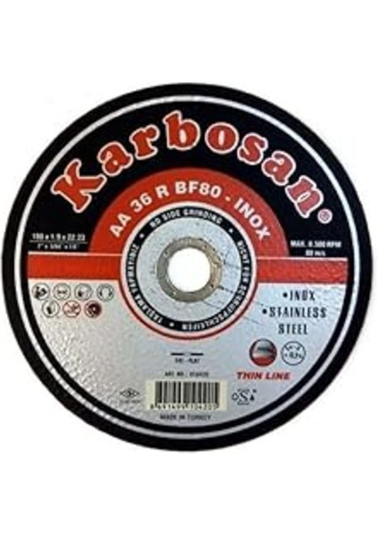 Inox Kesme Diski 180X1,9X22,23 Mm, Dayanıklı ve Yüksek Performanslı Ürün
