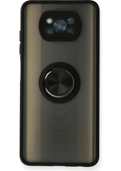Xiaomi Pocophone X3 Kılıf Montreal Yüzüklü Silikon Kapak - Siyah Svlrs