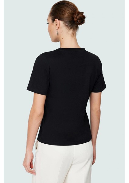 Kadın Bisiklet Yaka Pamuklu Örme Bluz Regular Kalıp Günlük Stil Özel Tasarım Konforlu Kesim modelleri