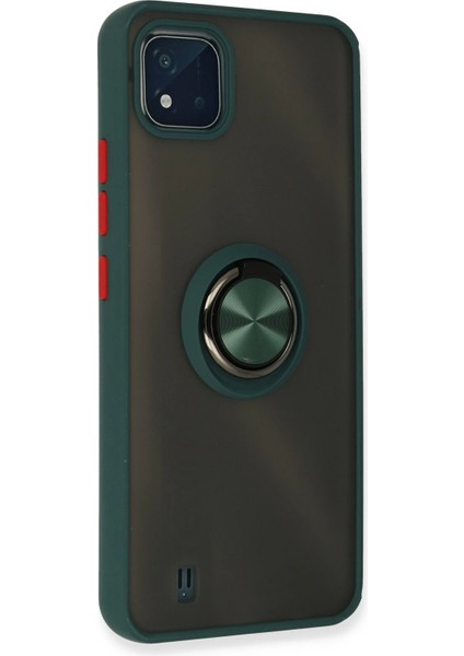 Realme C11 2021 Kılıf Montreal Yüzüklü Silikon Kapak - Yeşil Svlrs modelleri