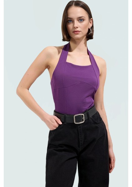 Fitted Boyundan Bağlamalı Kolsuz Örme Bluz Mükemmel Uyum Rahat ve Şık Premium Kalite fiyatları