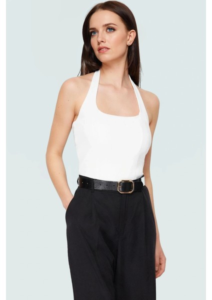 Crop Halter Boyundan Bağlamalı Örme Bluz Yazlık Rahat Tasarım Mükemmel Uyum Şık Görünüm fiyatları