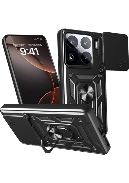 Xiaomi Mi 15 Pro Kılıf Pars Lens Yüzüklü Silikon - Siyah Svlrs