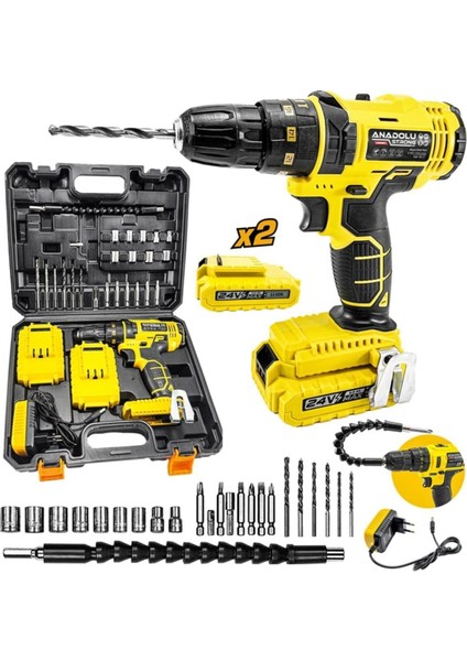 Çift Li-Ion Bataryalı Metal Şanzıman Darbeli Set, 27 Parça, Güçlü ve Çok Amaçlı