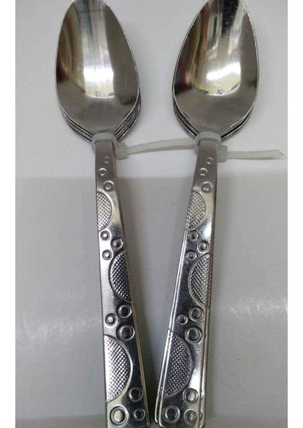 Renkli Desenli Paslanmaz Çelik Tatlı Kaşığı Seti, 6 Adet