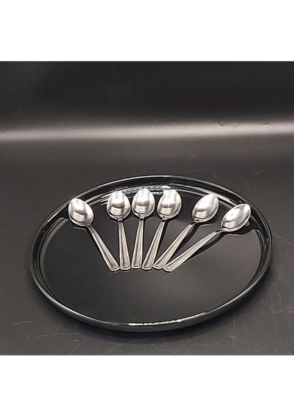 Yaprak Desenli Tatlı Çatal Takımı, 6'lı, 15 Cm, 430 Kalite Çelik