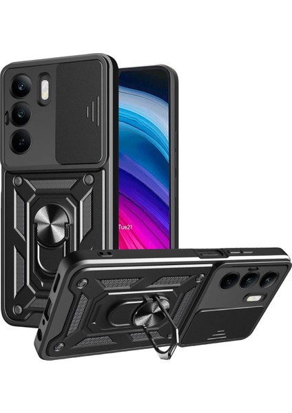 Realme C75 4g Kılıf Pars Lens Yüzüklü Silikon - Siyah Svlrs