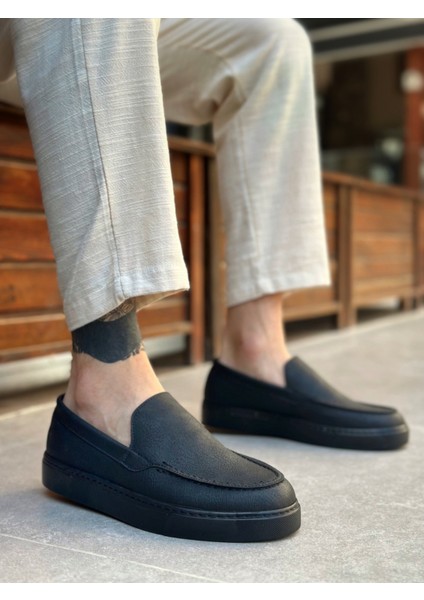 BA0241 Bağcıksız Siyah Taban Cilt Erkek Ayakkabı
