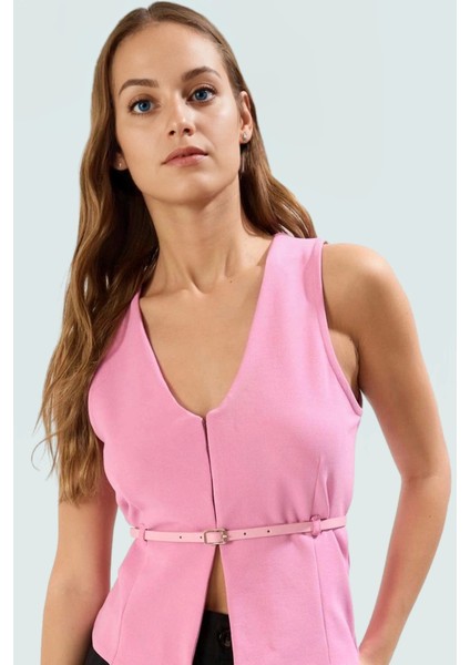 Fitted V Yaka Krep Bluz Kemerli Günlük Stil Şık Görünüm Konforlu Kesim Profesyonel fiyatları