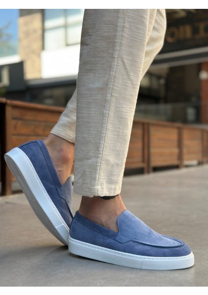BA0241 Bağcıksız Yüksek Taban Mavi Süet Erkek Ayakkabı modelleri