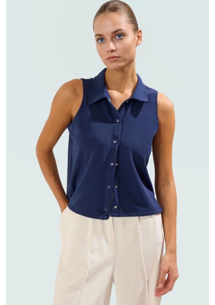 Örme Polo Yaka Kolsuz Bluz Regular Kalıp Rahat Yazlık Modern Stil Seçkin Malzeme Trend Tasarım fiyatları
