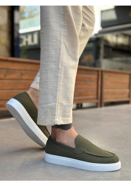 BA0241 Bağcıksız Yüksek Taban Haki Süet Erkek Ayakkabı modelleri