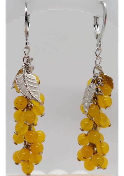 Sertifikalı Doğal Jasper Taşı Salkım Üzüm Küpe, Aesthetic Soft Vibes Vintage Sallantılı Üzüm Küpe, Doğal Taş Küpe