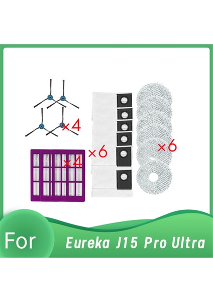Eureka J15 Pro Ultra Kendiliğinden Boşalan Robot Süpürge Yan Fırça Hepa Filtre Paspas Pedi Toz Torbası Için 20 Adet (Yurt Dışından) modelleri