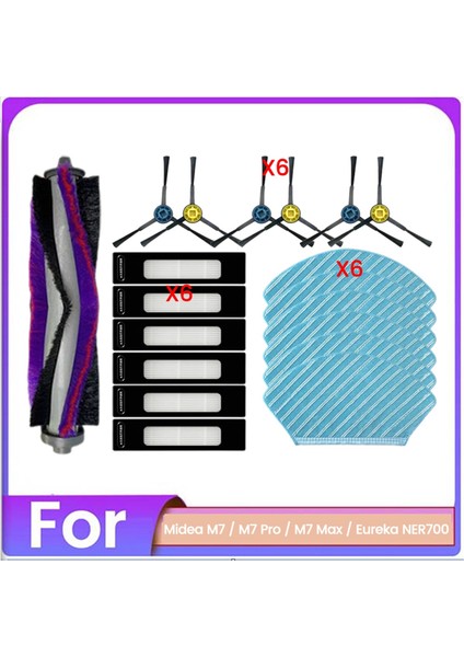 Midea M7 / M7 Pro / M7 Max / Eureka NER700 Elektrikli Süpürge Yedek Parçası Ana Fırça Yan Fırça Filtre Paspas Bezi (Yurt Dışından)