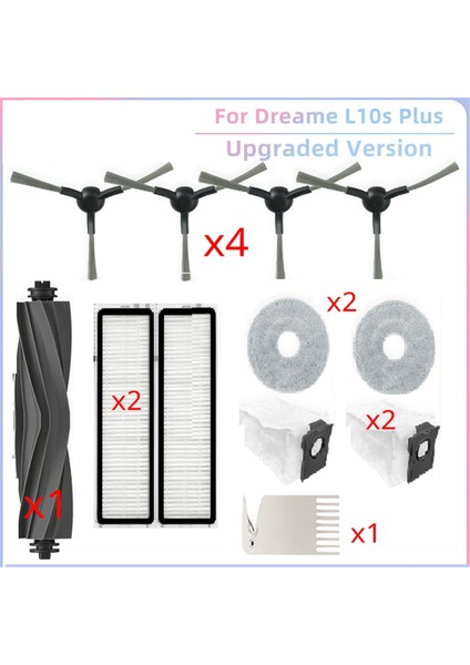 Dreame L10S Plus RLL42SD Parçaları Için Uygundur Ana Silindir Yan Fırça Hepa Filtre Paspas Bezi Toz Torbası Süpürge Yedek Parçaları (Yurt Dışından)