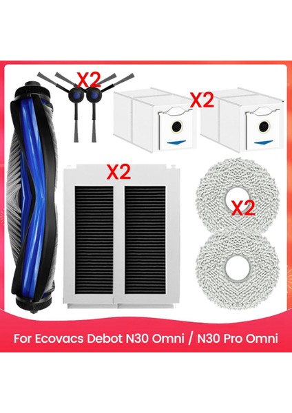 Ecovacs Debot N30 Omni N30 Pro Omni Elektrikli Süpürge Yedek Parçaları Için 9 Adet Vakum Fırçası Filtresi ve Paspas Bezi Seti (Yurt Dışından)