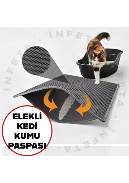Elekli Kum Hazneli Kedi Tuvalet Önü Paspası Kedi Kumu Paspası 40X60 cm