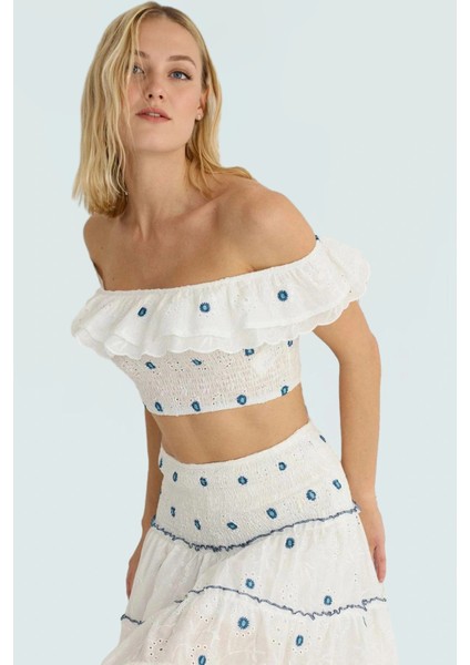 Brode Kumaş Kolsuz Fitted Crop Bluz Yazlık Günlük Stil Dayanıklı Malzeme Kullanım Için