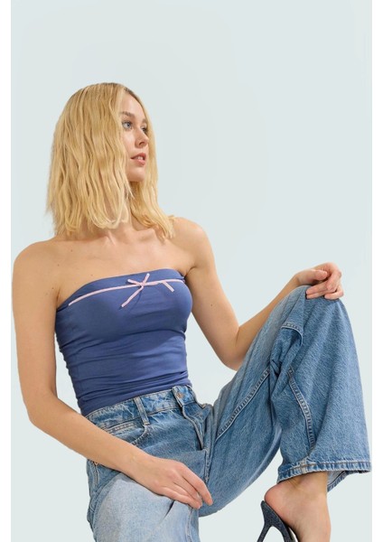 Melanj Fitted Vücuda Oturan Straplez Bluz Yazlık Pamuklu Günlük Dayanıklı Malzeme Seçkin fiyatları