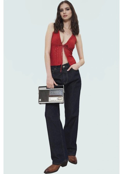 Fitted Örme Bluz Kolsuz Jakarlı Boyundan Bağlamalı Yazlık Konforlu Kesim Profesyonel Görünüm fiyatları