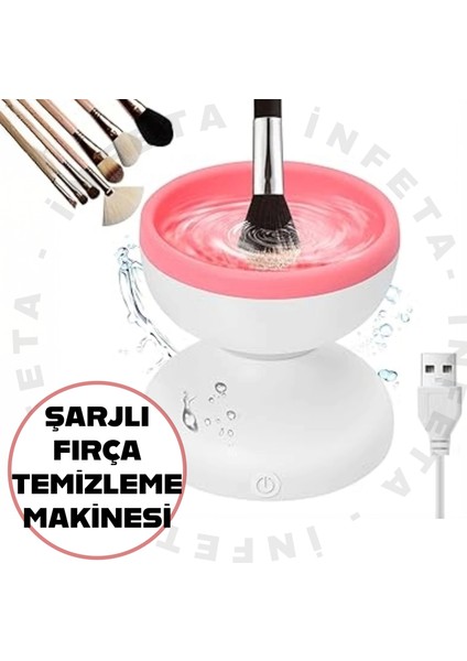 Şarjlı Otomatik Makyaj Fırçası Temizleyici-Silikon Pedli Fırça Temizleme Makinesi