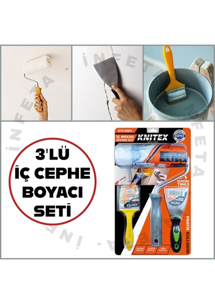 3 Parça Boyacı Rulo Fırça Spatula Seti- 20CM Rulo Fırça,spatula,kestirme Fırça fiyatları