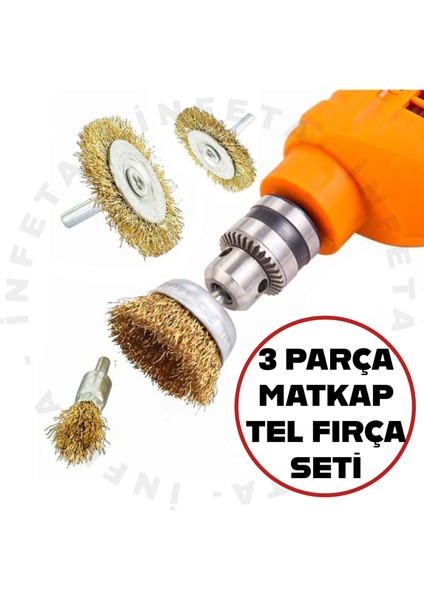 3'lü Pimli Matkap Tel Fırça Hobi Seti