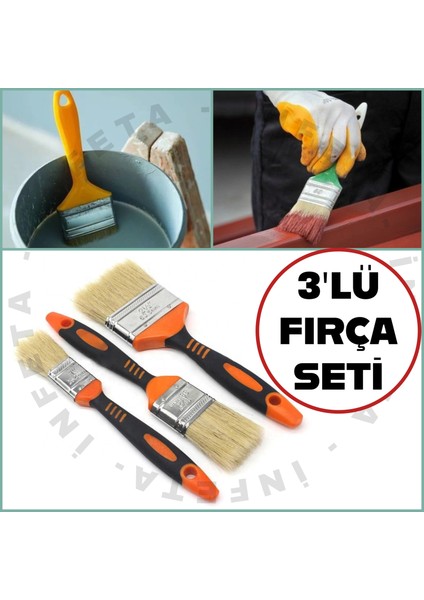 3'lü Kestirme Boya Fırça Seti No 1-1.5-2 Fırça Seti