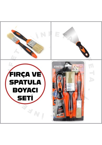 3'lü Boyacı Seti 2 Fırça ve Spatula Seti- Boya Badana Seti