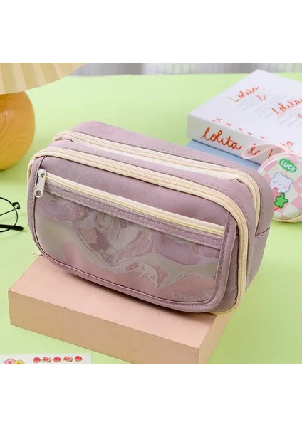 Kawaii Kalem Kılıfı Çok Bölümlükler Kalem Çantası Kalem Poşeti Büyük Kapasite Sevimli Koreli Kırtasiye Okulu Malzemeleri Organizatör Renk: Mor (Yurt Dışından)