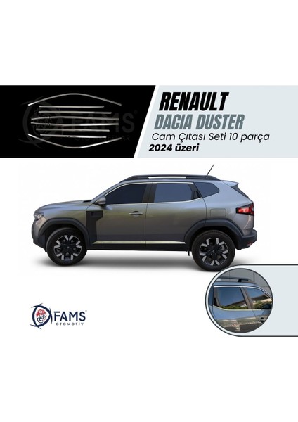 Renault Duster 2024 Üzeri Krom Cam Çıta Seti 10 Parça Paslanmaz Çelik