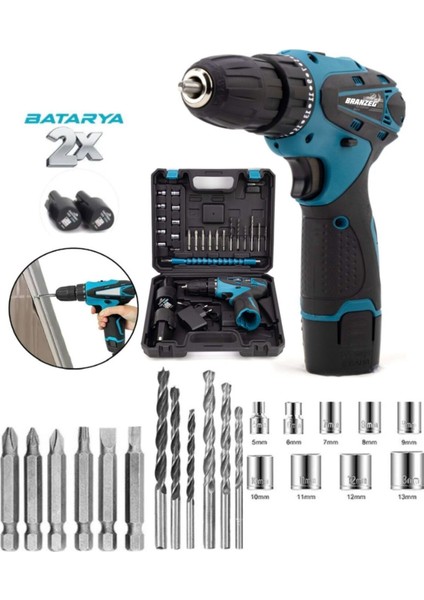 12V Setli Akülü Vidalama ve Matkap, Metal Sanzuman ile Güçlü ve Taşınabilir