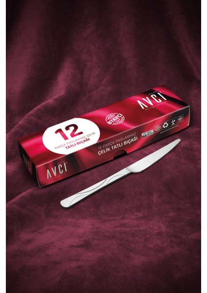 12'li Parlak Tatlı Bıçak Seti, Şık ve Zarif Tasarım