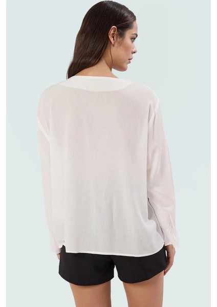 Yazlık Viskon Crinkle Bluz Nakışlı Balon Kol Günlük Şık Zarifane Tasarım Özel modelleri